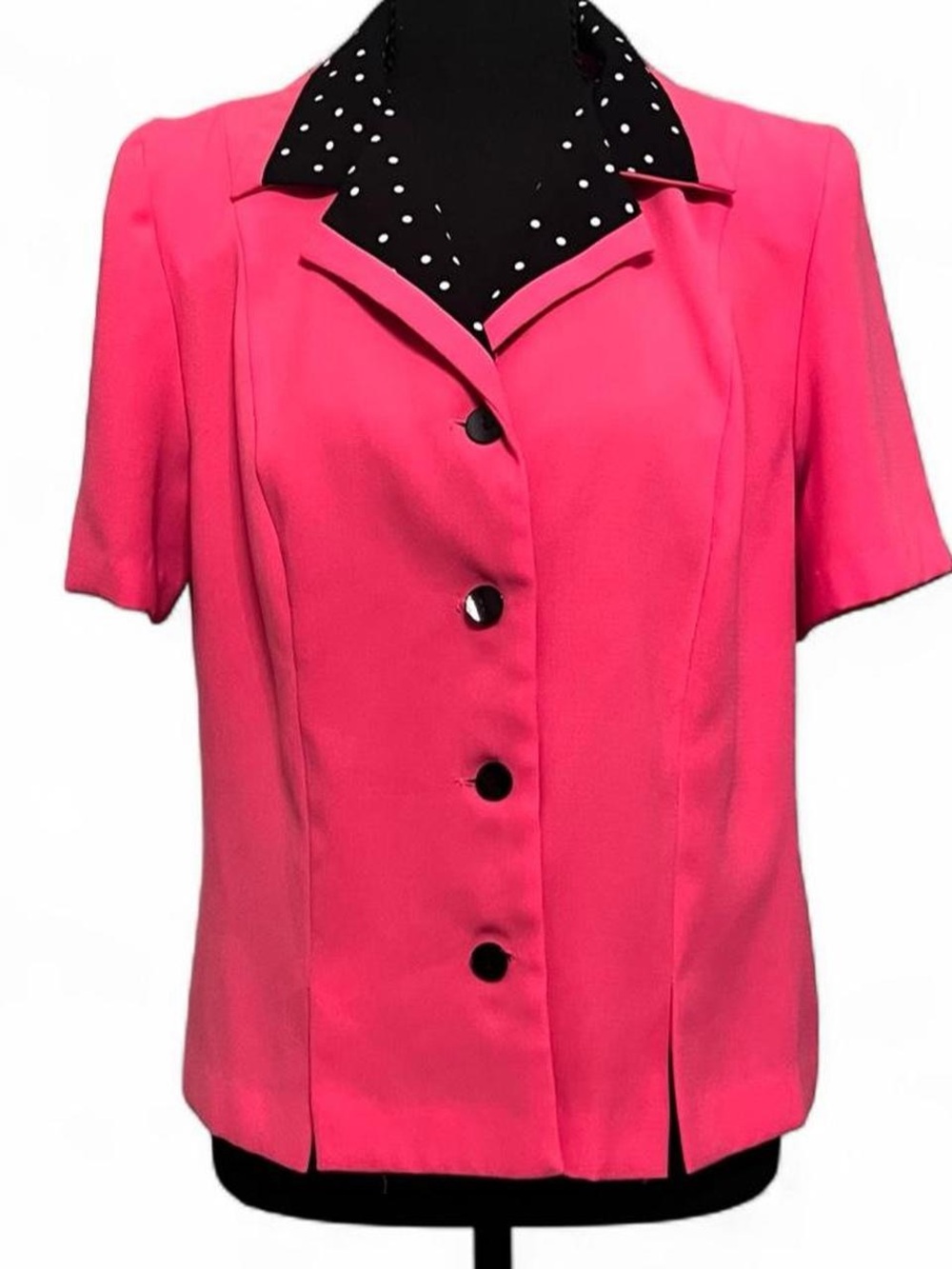 Vintage Miss Dorby Hot Pink Short-Sleeve Button Front Women's Top / Blazer